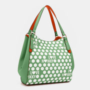 Nicole Lee USA Contrast Polka Dot Handbag - Fashionmj