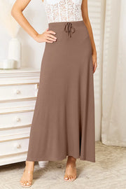 Double Take Full Size Soft Rayon Drawstring Waist Maxi Skirt Rayon - Fashionmj