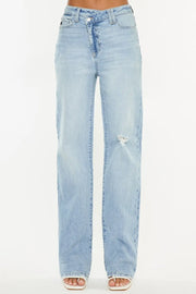 Kancan Distressed High Waist Straight Jeans - Fashionmj