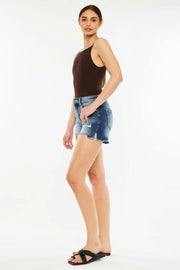 Kancan High Waist Raw Hem Denim Shorts - Fashionmj