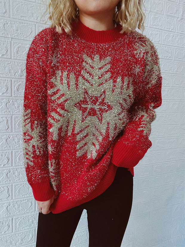 Christmas Element Round Neck Sweater - Fashionmj