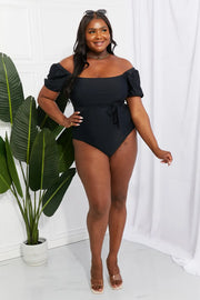 Marina West Swim Salty Air Puff Sleeve One-Piece in Black - Fashionmj