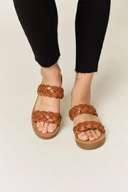 WILD DIVA Woven Dual Band Platform Sandals - Fashionmj