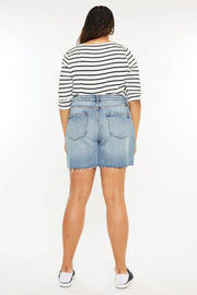 Kancan Full Size Raw Hem High Waist Denim Shorts - Fashionmj