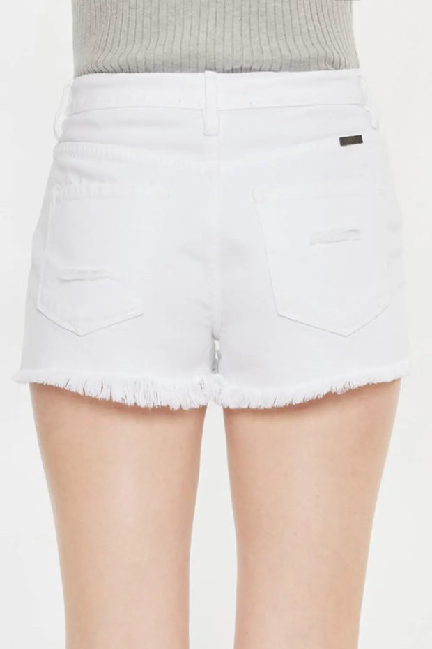 Kancan Raw Hem Distressed Denim Shorts - Fashionmj