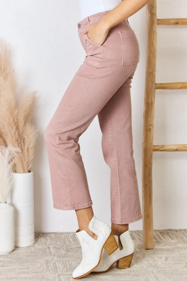 RISEN Full Size High Rise Ankle Flare Jeans Trendsi