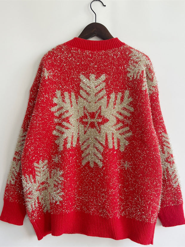 Christmas Element Round Neck Sweater - Fashionmj