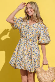 And The Why Full Size Floral Surplice Puff Sleeve Dress - Fashionmj