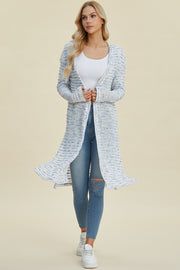 Double Take Full Size Open Front Longline Cardigan - Fashionmj