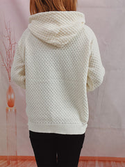 Drawstring Long Sleeve  Hooded Sweater - Fashionmj