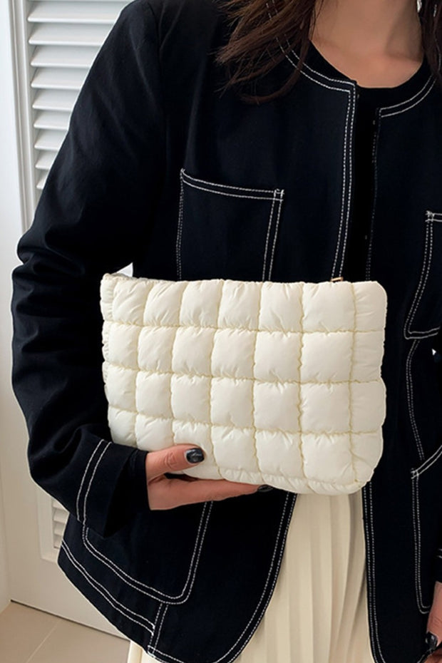 Zenana Quilted Puffy Pouch Clutch Bag - Fashionmj