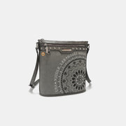 Nicole Lee USA Metallic Stitching Embroidery Inlaid Rhinestone Crossbody Bag - Fashionmj