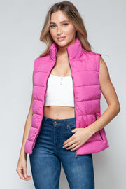 Snobbish Zip Up Turtleneck Vest with Pockets - Fashionmj