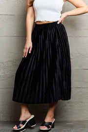 Ninexis Accordion Pleated Flowy Midi Skirt - Fashionmj