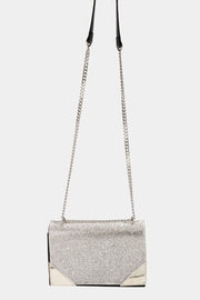 Fame Rhinestone Studded Rectangle Crossbody Bag - Fashionmj