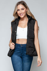 Snobbish Snap and Zip Closure Hooded Vest - Fashionmj