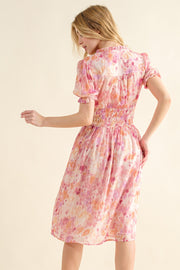 And The Why Full Size Smocked Waist Printed Midi Dress - Fashionmj