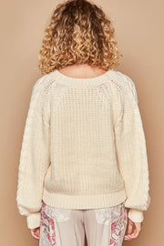 POL Cable Knit Cutout Long Sleeve Sweater - Fashionmj