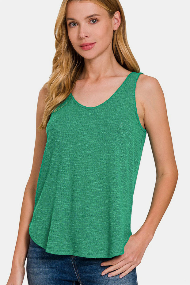 Zenana Curved Hem Round Neck Tank - Fashionmj