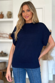 Double Take Full Size Mock Neck Short Sleeve Sweater - Fashionmj