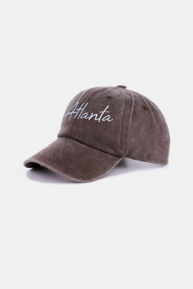 Zenana Washed ATLANTA Embroidered Baseball Cap - Fashionmj