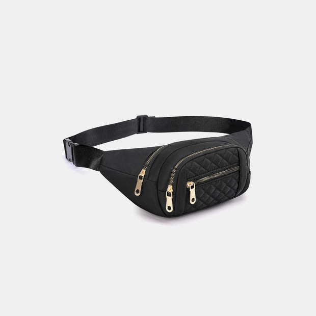 Zenana Quilted Multi Pocket Waist Belt Bag - Fashionmj