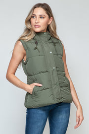 Snobbish Snap and Zip Closure Hooded Vest - Fashionmj