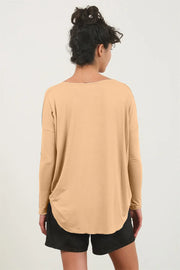 HYFVE Draped Drop Shoulder Long Sleeve Top - Fashionmj