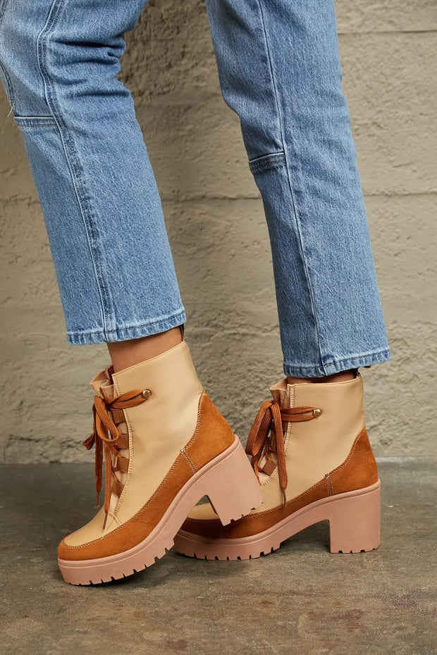 East Lion Corp Lace Up Lug Booties - Fashionmj