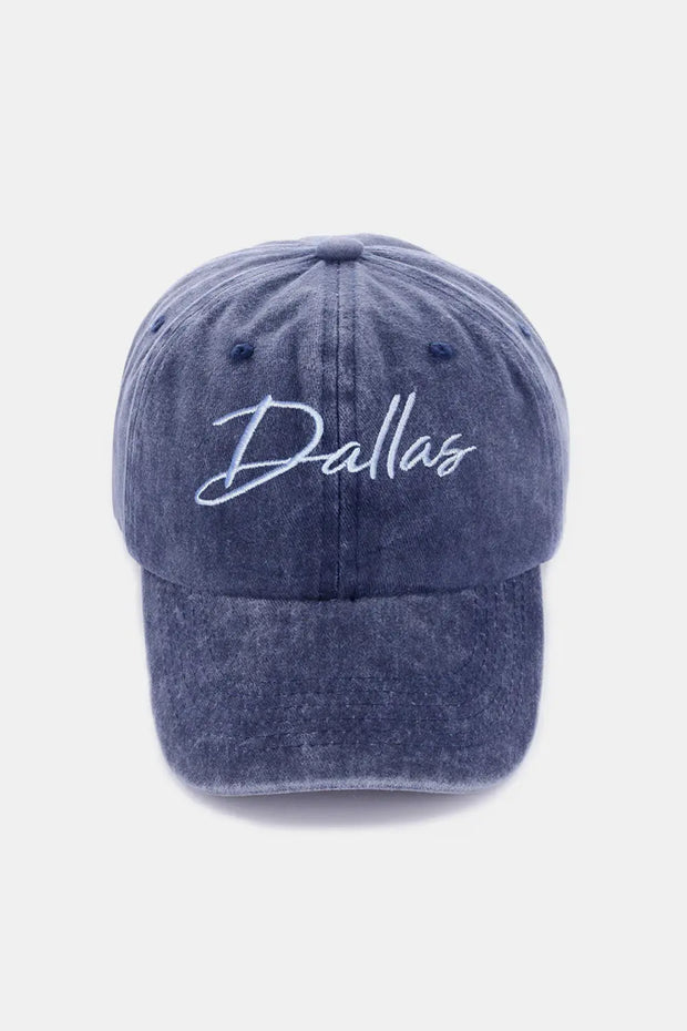 Zenana Washed DALLAS Embroidered Baseball Cap - Fashionmj