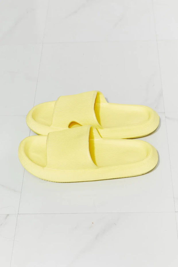 MMShoes Arms Around Me Open Toe Slide in Yellow - Fashionmj