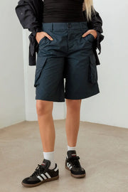 Tasha Apparel Navy Cargo Bermuda Shorts - Fashionmj