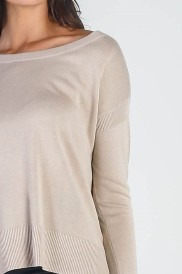 UNIQ Cold Shoulder Long Sleeve Knit Top - Fashionmj