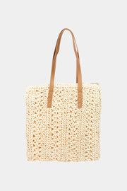 Fame Straw Braided Tote Bag - Fashionmj