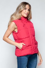 Snobbish Snap and Zip Closure Hooded Vest - Fashionmj