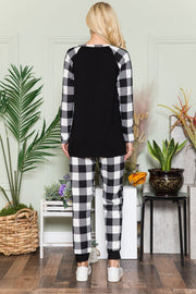 Celeste Plaid Long Sleeve T-Shirt with Pockets - Fashionmj