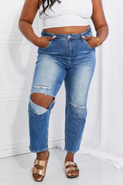 RISEN Full Size Emily High Rise Relaxed Jeans - Fashionmj