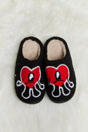 Melody Love Heart Print Plush Slippers - Fashionmj