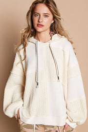 POL Exposed Seam Hooded Knit Top - Fashionmj