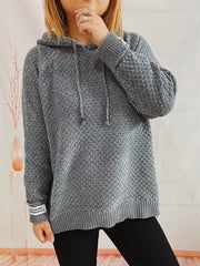 Drawstring Long Sleeve  Hooded Sweater - Fashionmj