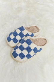 Melody Checkered Print Plush Slide Slippers - Fashionmj