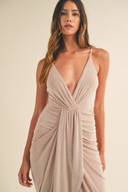 Mable Draped Detail Cami Midi Dress - Fashionmj