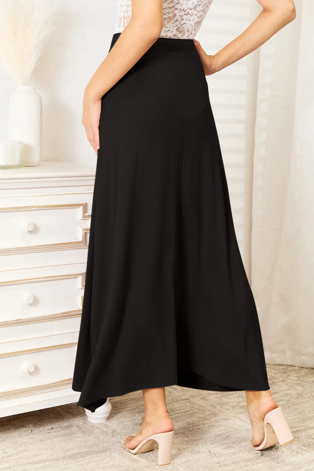 Double Take Full Size Soft Rayon Drawstring Waist Maxi Skirt Rayon - Fashionmj