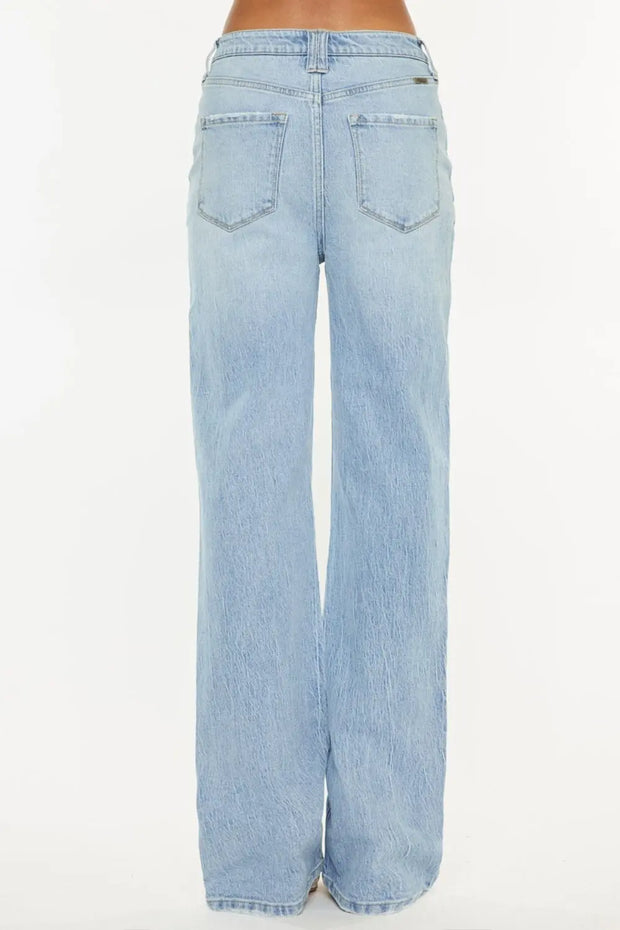 Kancan Distressed High Waist Straight Jeans - Fashionmj