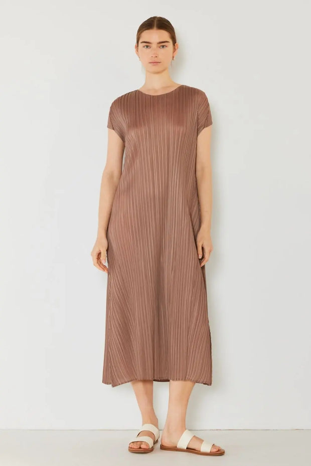 Marina West Swim Pleated Cap Sleeve A-Line Dress Trendsi