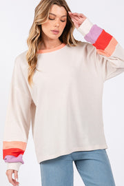 SAGE + FIG Color Block Waffle Knit T-Shirt - Fashionmj