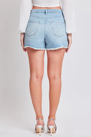 YMI Jeanswear Distressed Frayed Hem Denim Shorts - Fashionmj