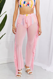 Marina West Swim Take Me To The Beach Mesh Ruffle Cover-Up Pants - Fashionmj