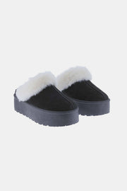 Weeboo Thick Bottom Fur Trim Snow Slippers - Fashionmj