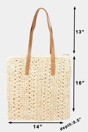 Fame Straw Braided Tote Bag - Fashionmj